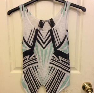 Charlotte Russe black white turquoise tank tee